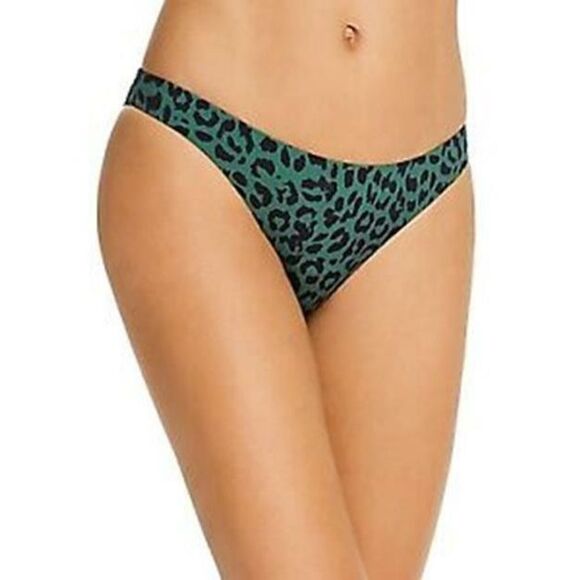 A-469  Aqua Leopard Print Basic Scoop Bikini Swim Bottom CACTUS GREEN sz L nwt - Picture 1 of 1
